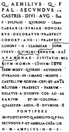 The epitaph of Aemilius Secundus (CIL 3 Suppl. 6687)